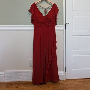 Azazie A-line Chiffon dress in colour Rust.  Size ~10